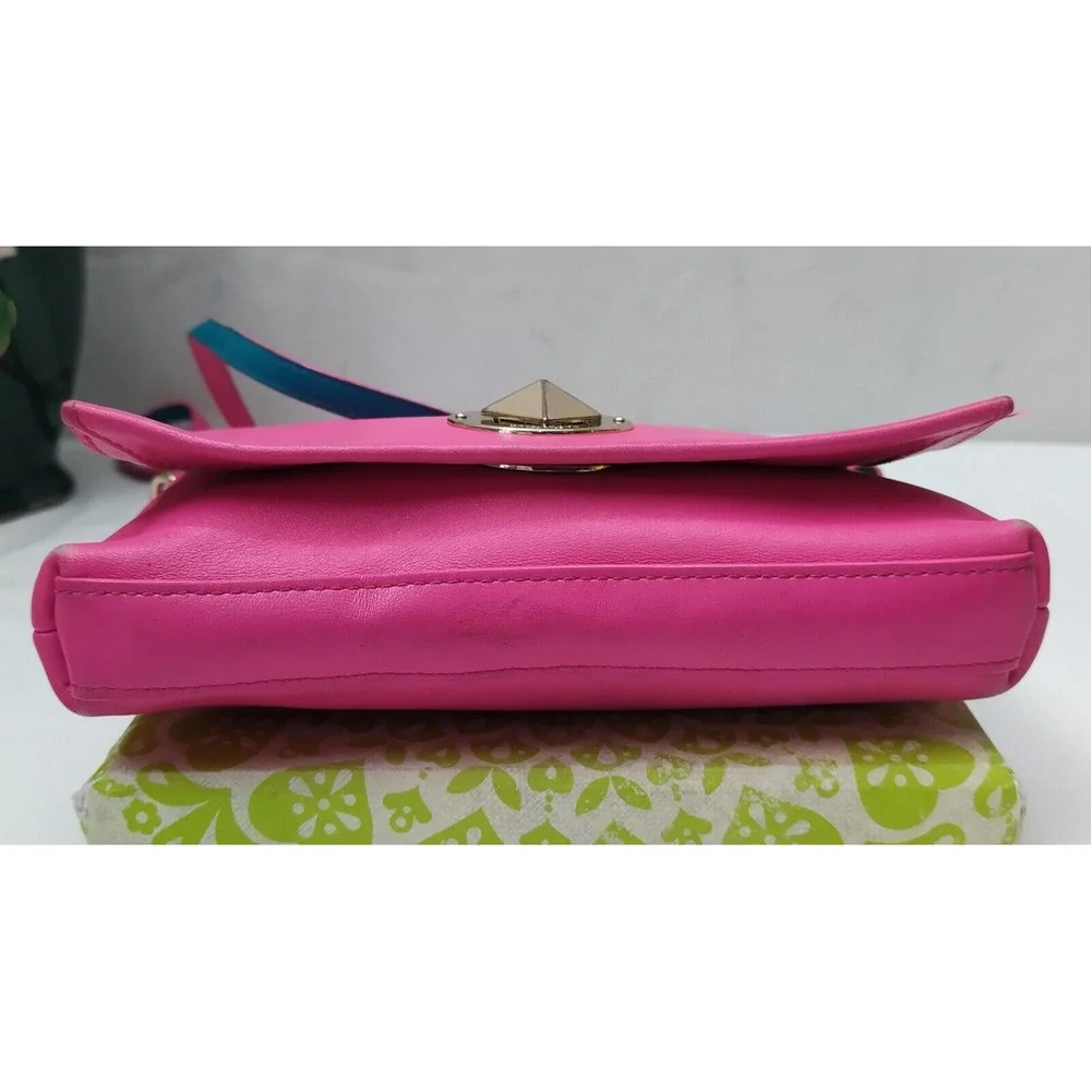 Kate Spade New York Pink Leather Turnlock Flap Closure Crossbody Bag